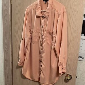 Love & Legend Peach Long-Sleeve Button-Down Shirt
